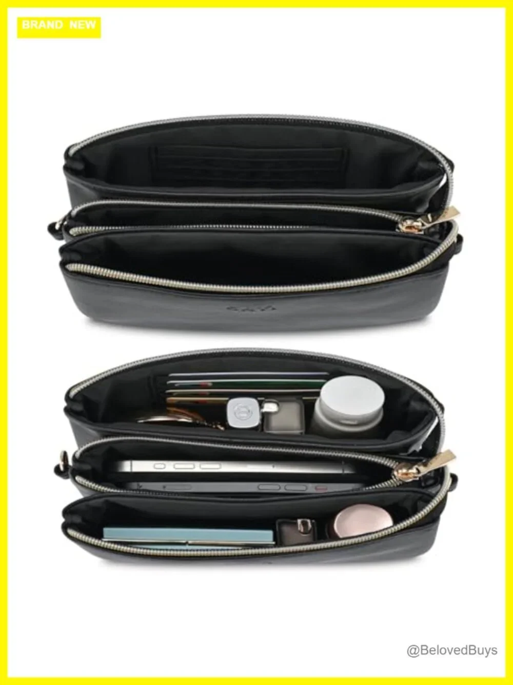 Faux Leather Wristlet Crossbody Clutch Purse with Zipper Pockets, Women's Small